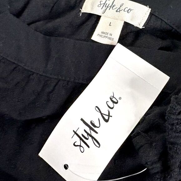 NWT Style & co Black quarter sleeve top size XL - Picture 3 of 3